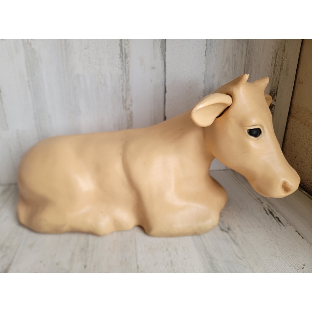 General foam cow blow mold Vintage nativity scene brown baby calf lawn home